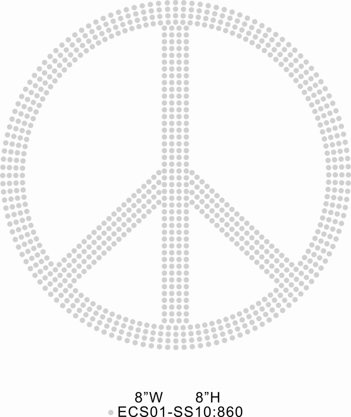Custom hot fix rhinestone T36 Peace sign