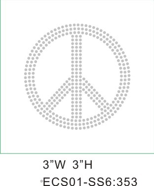 Custom hot fix rhinestone T36 Peace sign