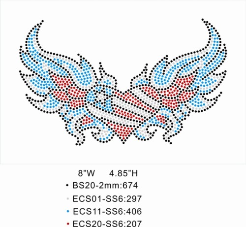 Bespoke heat transfer patterns T59 Heart wing red white blue