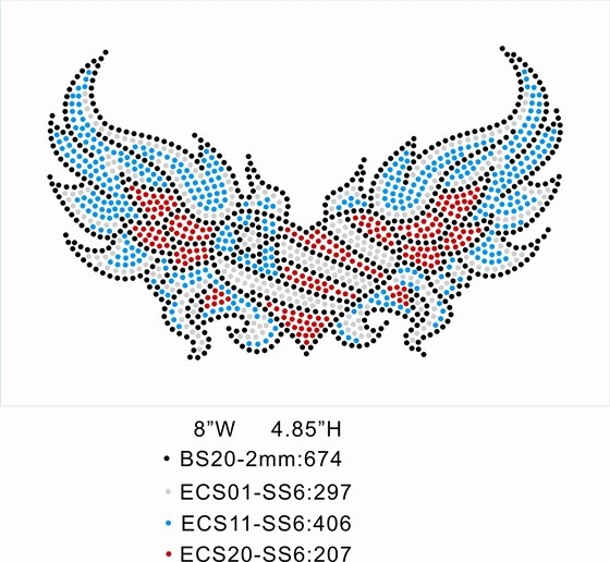 Bespoke heat transfer patterns T59 Heart wing red white blue