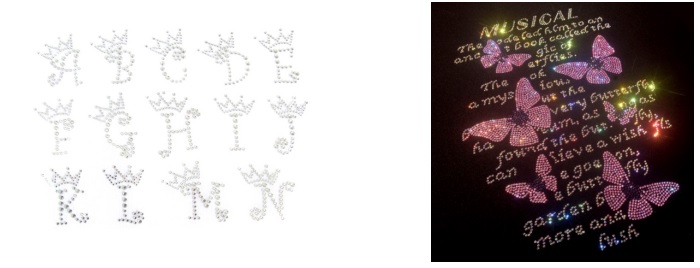 Custom washable hot fix rhinestone transfer, bling iron on crystal for garment decoration