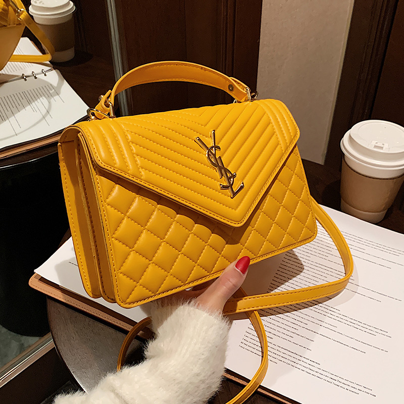 US$ 131.00 - 2021 Luxury Designer Women Crossbody Handbag Fashion Yellow  Pink Chains Chic Shoulder Bag Flap Purses and Handbags Messenger Bag 