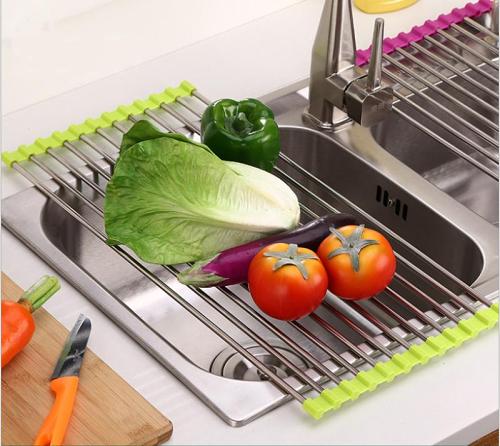 每個廚房都需要的捲式水槽架 ✅保持乾燥✅防止細菌滋生，不銹鋼碗碟瀝水架 實用餐具碗碟收納置物架