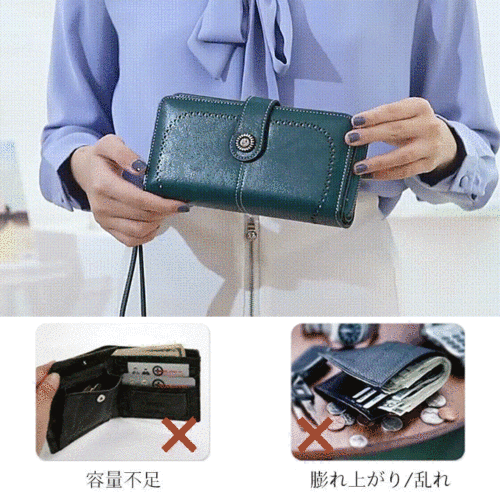 RFIDスキミング防止財布、高品質の牛革素材、レトロなスタイル、小型なのに大容量