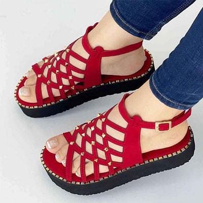 Casual crossed hollow wedge sandals