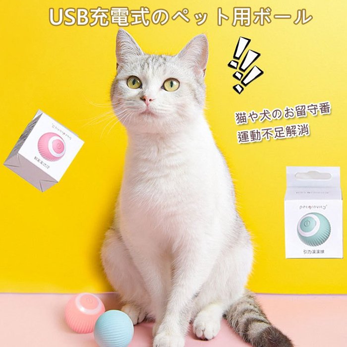 猫や犬のお留守番・運動不足解消・ ストレス発散に！USB充電式のペット用ボール。