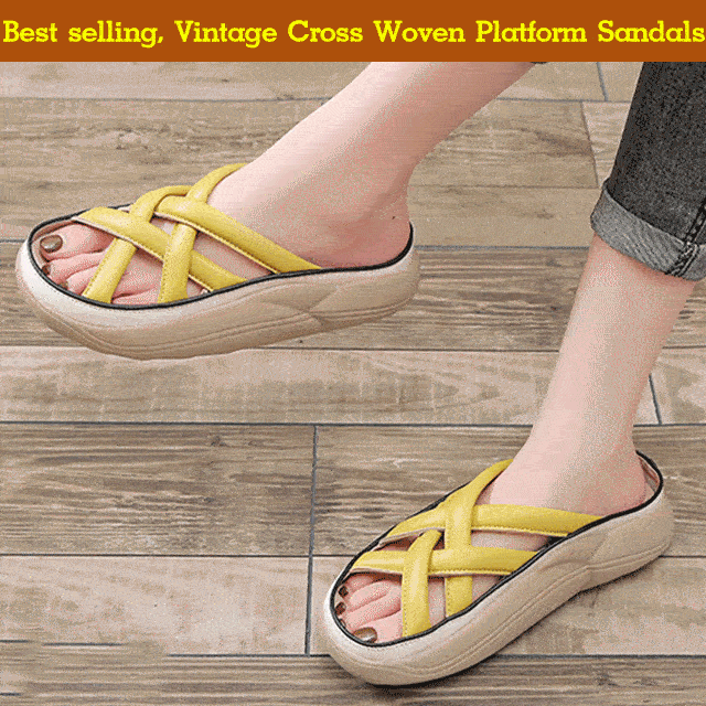 tage Cross Woven Platform Sandals