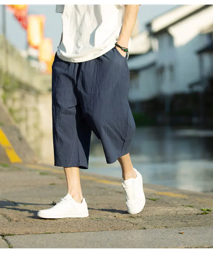 【順豐到付】高品質日系男士薄款寬鬆純色七分褲，舒適透氣，男人夏季必備的一條褲子！