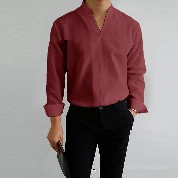 男士純色立領襯衫 透氣性好，吸汗快，幹得快，讓你保持舒適。