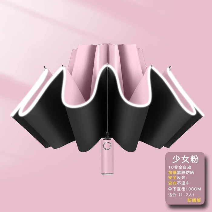 【日本直郵】還你撐傘好心情  LED反向雨傘