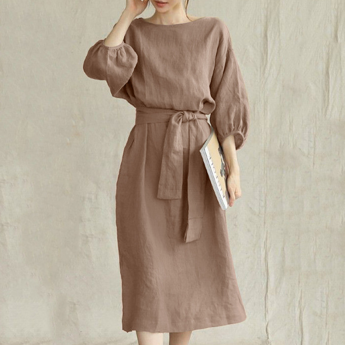 [Delivery by SF Express] High-waist tie mid-length dress