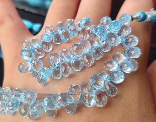 TOPAZ drop faceted  7-8mm sky blue 20cm  for DIY jewelry making loose beadsFPPJ wholesale nature gemstone