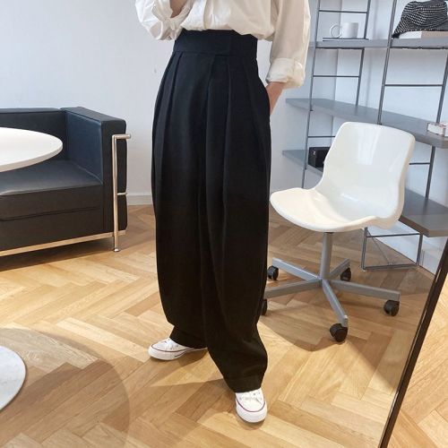 Vintage Brown Thicken Suit Pants For Women Autumn Winter Fashion High Waist Straight Harajuku Harem Trousers 2020 Korean Clothes
