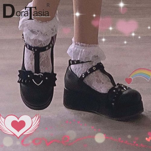 DORATASIA Big Size 35-43 Brand New women's Platform Pumps Cute Sweet High Heels Pumps Gothic Cosplay Lolita Wedges Shoes Woman