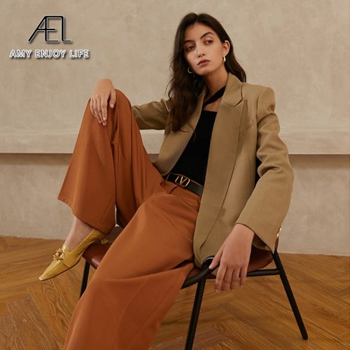 AEL Spring Autumn Blazer Women Fashion Big Lapel Loose Tops Coat Cool Streetwear
