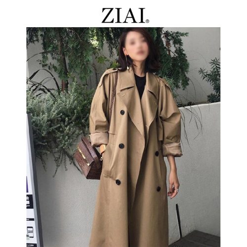 ZIAI 2020 hotsale women  spring long light trench coat warm lapel female windbreaker long sleeve lady casual stock ZS-7246