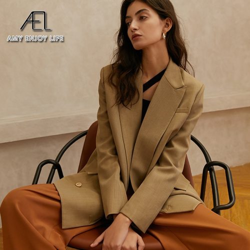 AEL Spring Autumn Blazer Women Fashion Big Lapel Loose Tops Coat Cool Streetwear