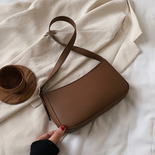 Cute Solid Color Small PU Leather Shoulder Bags For Women 2021 Summer Simple Handbags and Purses Female Travel Totes