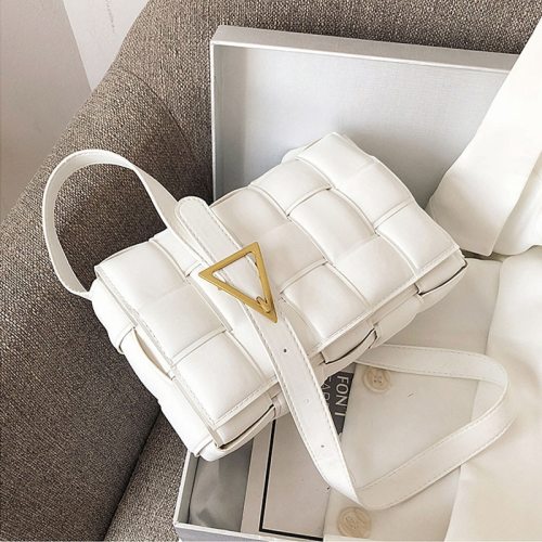 Fashion Weave Crossbody Bags for Women 2021 Quality PU Leather Thick Chain Shoulder Messenger Bags Female Handbag And Purse