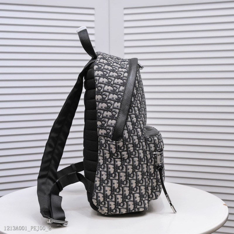 Dior New Oblique Canvas Black Grained Touch Calfskin Embroidered Backpack