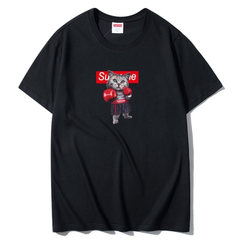 Boxing cat logo street fashion T-shirt