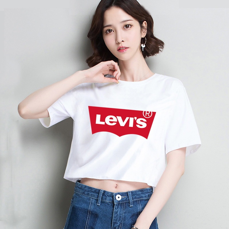 levis 2022 T-Shirts Casual Sports Clothes Girls Short-Sleeve T-Shirts Short Tops Round Neck Short-Sleeve Tops Sexy Tops