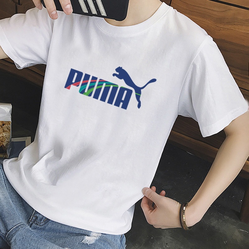 PUMA summer short-sleeved T-shirt new tops class uniform men and women trend short-sleeved T-shirts round neck tight tops bottoming shirts short sleeves