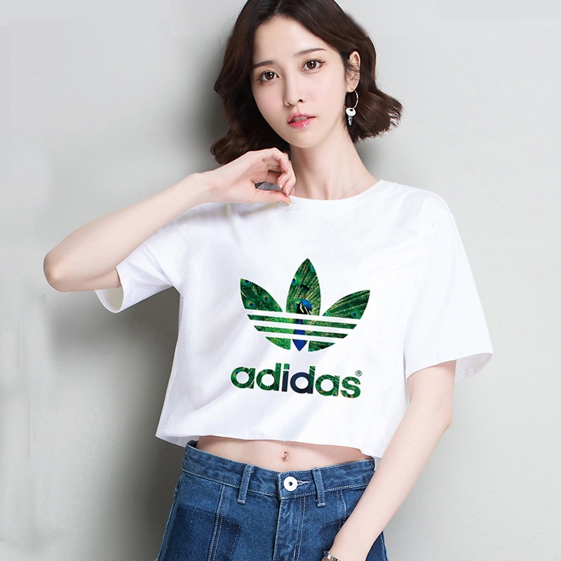 Adidas 2022 New Women's Short Sleeve T-Shirts Sports Tops Training T-Shirts Cropped Navel Tops Sexy Tops Girls Short T-Shirts Casual Half Sleeves