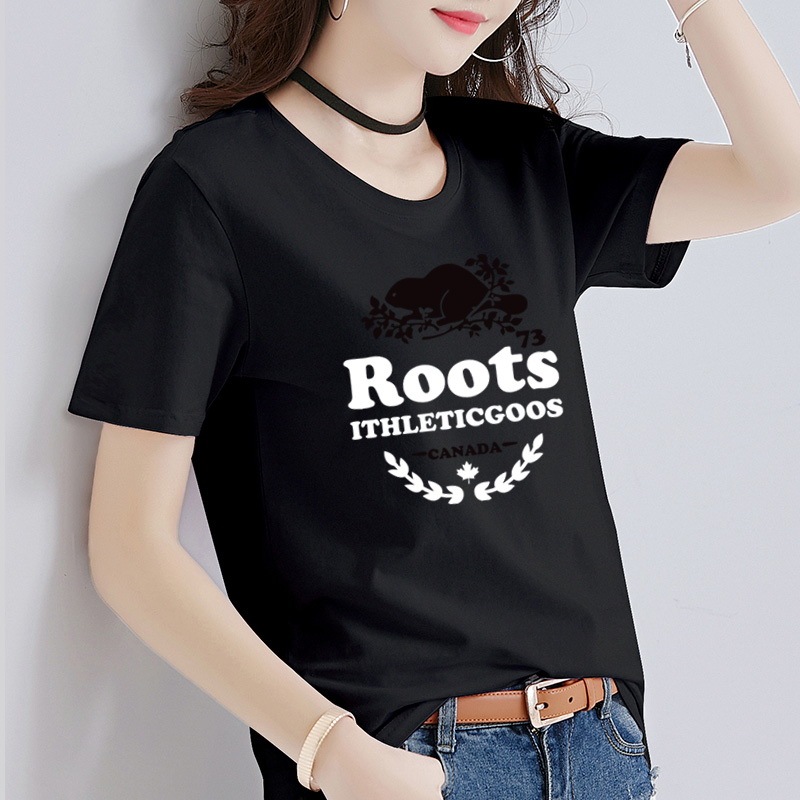 Couple models Roots 2022 new college T bottoming shirt T-shirt short T short sleeve round neck short sleeve