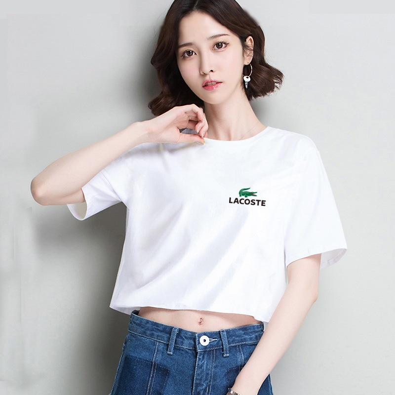 2022 summer clothes LACOSTE T-shirt girls' short top casual trend T-shirt round neck top slim fit T-shirt Sexy Top Girls' clothes