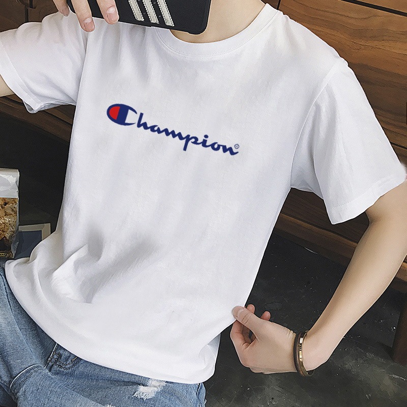 Champion Letter printed T-shirt Round neck pullover top Summer T-shirt Trend top Comfortable breathable top for men and women