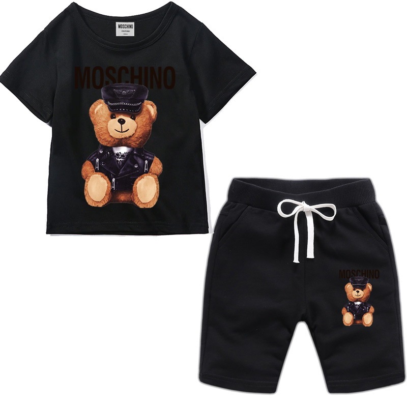 Moschino children's clothing handsome children's summer short-sleeved shorts suit boys and girls cotton T-shirt casual fashion sports suit