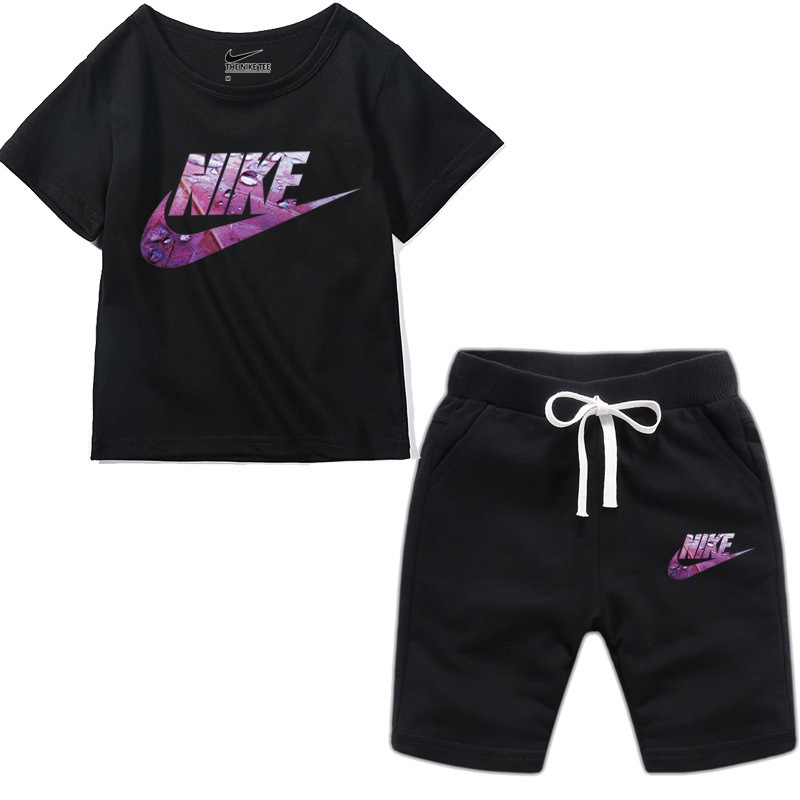 Nike new fashion children's clothing children's casual summer short-sleeved shorts suits boys and girls cotton T-shirt sports suit tide