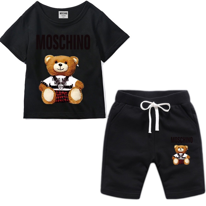 Moschino children's clothing handsome children's summer short-sleeved shorts suit boys and girls cotton T-shirt casual fashion sports suit