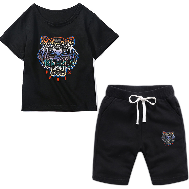 Kenzo children's clothing summer new children's short-sleeved shorts suit boys and girls cotton T-shirt casual sports suit