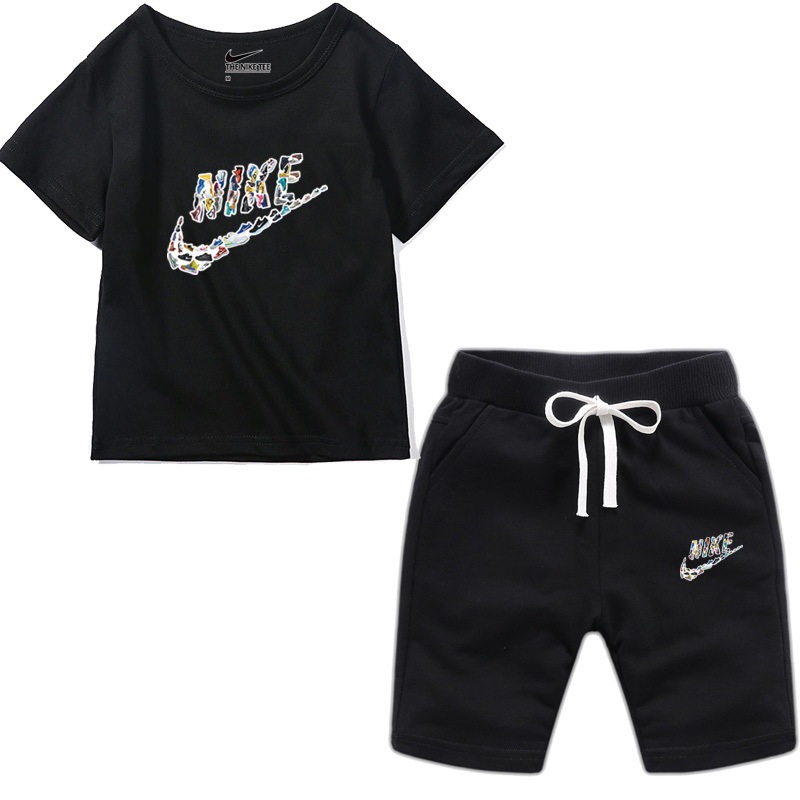 Nike summer children's suits fashion children's clothing children's casual short-sleeved shorts suits boys and girls cotton T-shirt sports suit tide