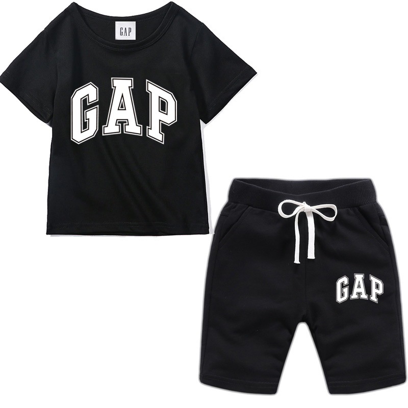 GAP children's clothing summer fashion boys and girls children's short-sleeved shorts suit cotton T-shirt leisure sports two-piece set