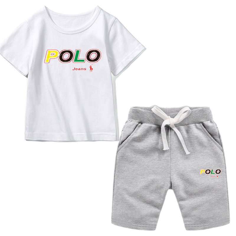 POLO children's clothing set casual cotton T-shirt children's short-sleeved shorts set summer fashion children's clothing boys and girls sportswear trend