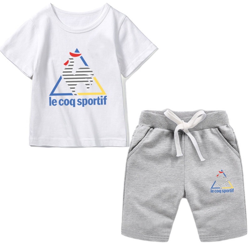 LE COQSPORTIF Rooster Print Top Summer Short Sleeve Shorts Set Comfortable Breathable Sports Children's Clothing Personalized Children's Clothing Children's Suits