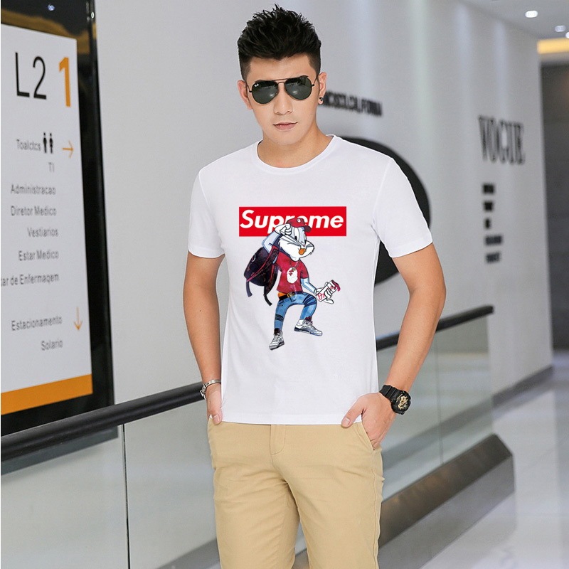 Supreme short-sleeved cotton short-sleeved simple top summer new cartoon sports T-shirt all-match top fashion letter printing casual top trend