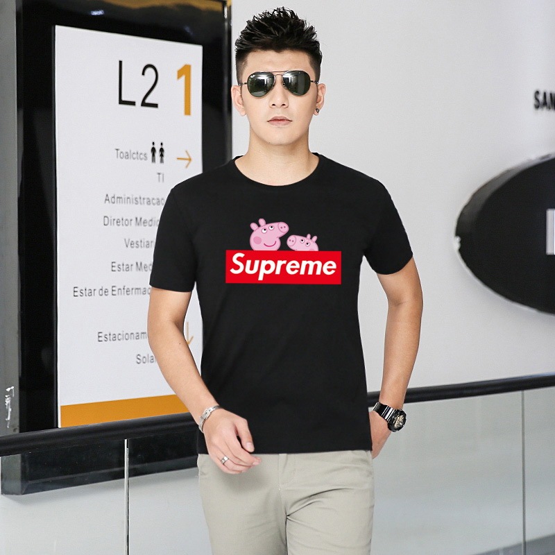 Supreme Short Sleeve Summer New Sports T-Shirt Round Neck All-match Top Breathable Fashion Letter Print Casual Top Cotton Short Sleeve Simple Top