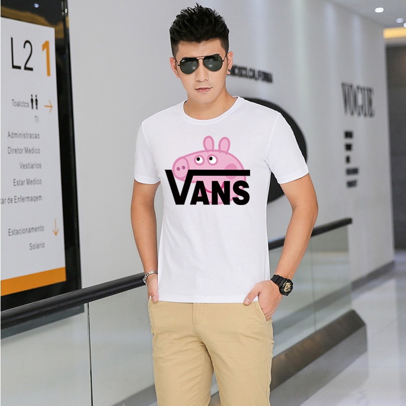 VANS summer T-shirt cotton short-sleeved new sports handsome short-sleeved tops round neck breathable tops fashion printing casual tops simple and versatile