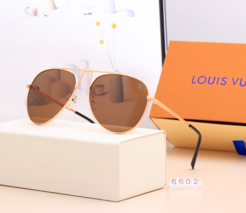 Louis Vuitton Anti-UV Sunglasses Beach Versatile Slim Sunglasses Tempered Glass Lenses Fashion Items Popular