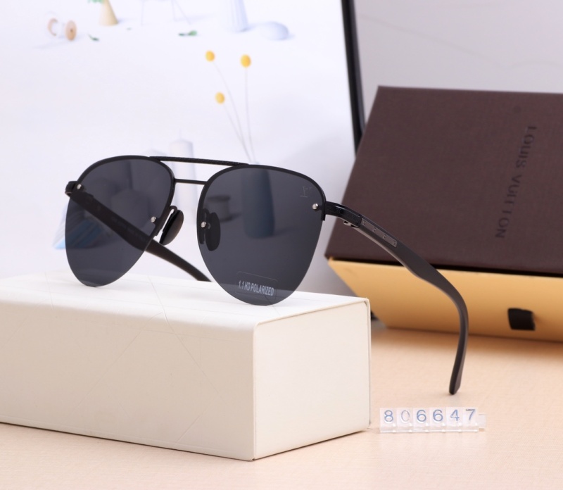 Louis Vuitton Anti-UV Sunglasses Essential Seaside Versatile Thin Popular Korean Textured Sunglasses Tempered Glass Lenses