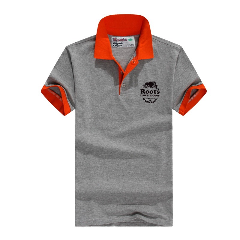 Roots Canadian beaver little beaver stand collar polo shirt group suit color matching short sleeve top business polo shirt men's Lapel short sleeve short T breathable sweat wicking Lapel color matching short t work clothes 2022 pop