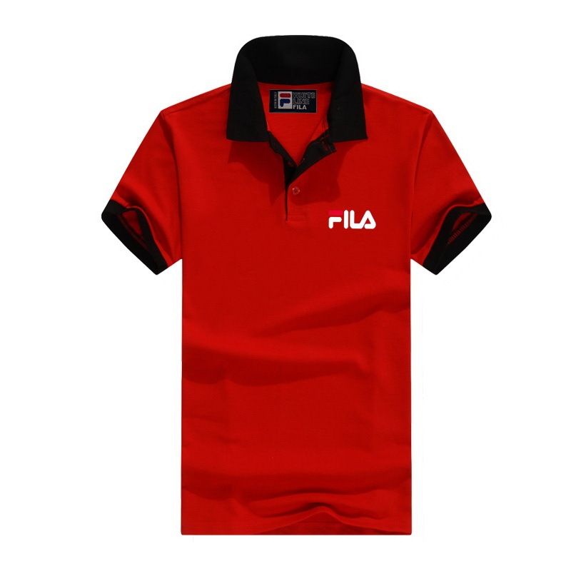 FILA FILA men's business polo shirt work clothes color matching printing Lapel shirt boys' group clothes breathable sweat wicking short sleeve stand collar polo shirt class clothes short T-shirt
