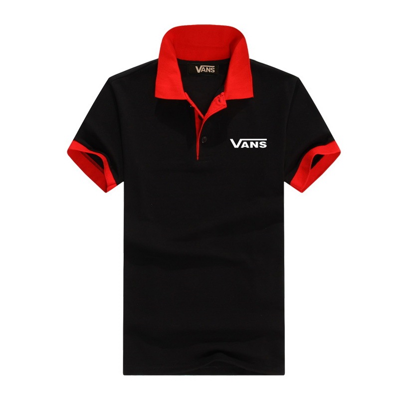 Vans Vance short sleeve men's Lapel short sleeve short t work clothes stand collar polo shirt top business polo shirt group clothes color blocking breathable sweat wicking Lapel color blocking short T classic catering group clothes