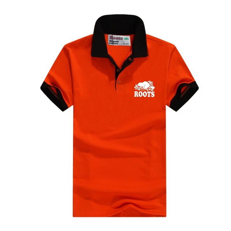 Roots Canadian beaver beaver little beaver stand collar polo shirt top business polo shirt group suit color matching short sleeve men's Lapel short sleeve short T breathable sweat wicking Lapel color matching short t work clothes fashion brand