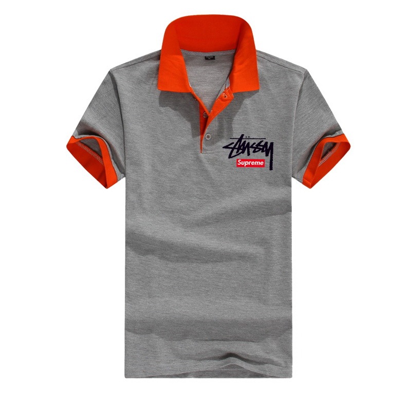 Stussy stussy work clothes stand collar polo shirt top business polo shirt group clothes color blocking short sleeve men's Lapel short sleeve short T breathable sweat wicking Lapel color blocking short T classic catering group clothes