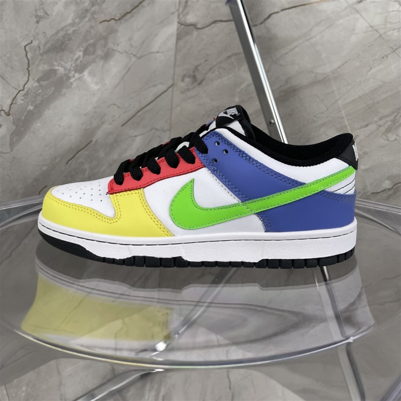 Top two leather Nike Dunk Low yellow green blue color stitched women's sports board shoe dd1503-106 size: 36-45 half size